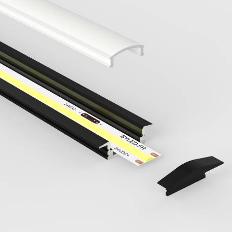 Profilé aluminium noir encastrable pour ruban LED