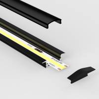 Profilé aluminium noir encastrable pour ruban LED