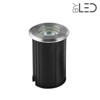 Spot LED encastré de sol rond inox 1W - 230V - QINOX 62 mm