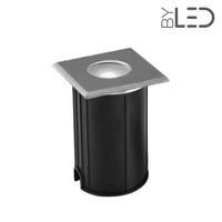 Spot LED encastré de sol carré inox 1W - 12V - QINOX 62 mm