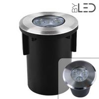 Spot LED encastré de sol 92mm 3W 230V inox rond - QINOX