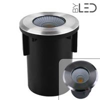 Spot LED encastré de sol 92mm 3W 12V inox rond - QINOX