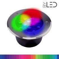 Spot LED encastré de sol inox 12 W - Terra 12 - 12V - RGB