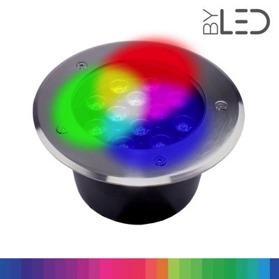 Spot LED encastré de sol inox 24V 12 W - Terra 12 - RGB