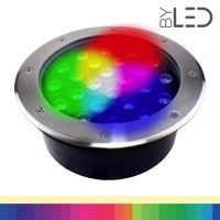 Spot LED encastré de sol inox 12V 24W - Terra 24 – RGB + blanc chaud