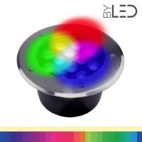 Spot LED encastré de sol inox 12V 12W - Terra 12 – RGB + Blanc chaud