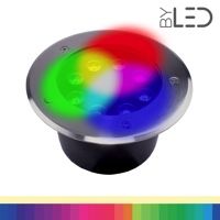 Spot LED encastré de sol inox 12V 8W - Terra 8 – RGB + Blanc chaud