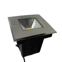 Spot LED encastré de sol 130mm 5W 230V inox carré - QINOX