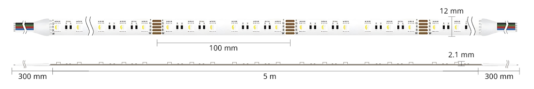 Ruban LED RGB blanc chaud 60 LED/m 24V